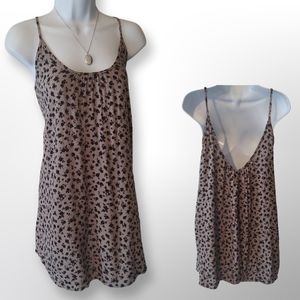 Forever 21 Floral Dress Spaghetti Strap Tunic, Size Small, Grey Black